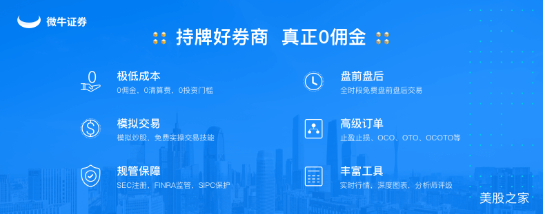 免佣券商微牛证券：0佣金0平台费0机构费+送价值17-1900美元股票+最低550元现金