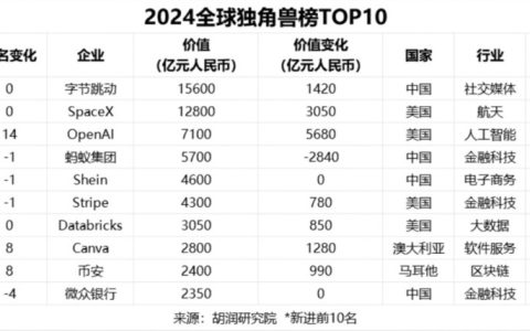 2024年全球独角兽公司排行榜